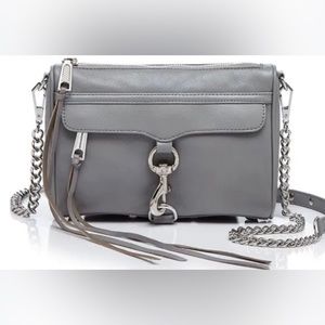 REBECCA MINKOFF Grey Leather Mini MAC Crossbody NEVER USED